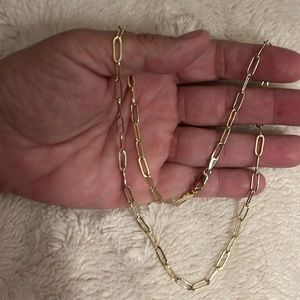 Gorgeous 14K Gold Plated Paperclip Chain Necklace NIB 20” adjustable
